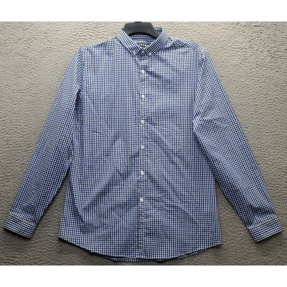 Topman Shirt Mens Large Multi Gingham Long Sleeve Collared Casual Button Down